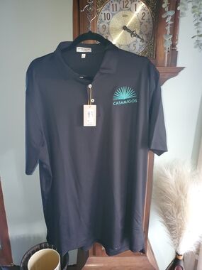 Peter Millar Black Golf Polo with Teal Casamigos Logo